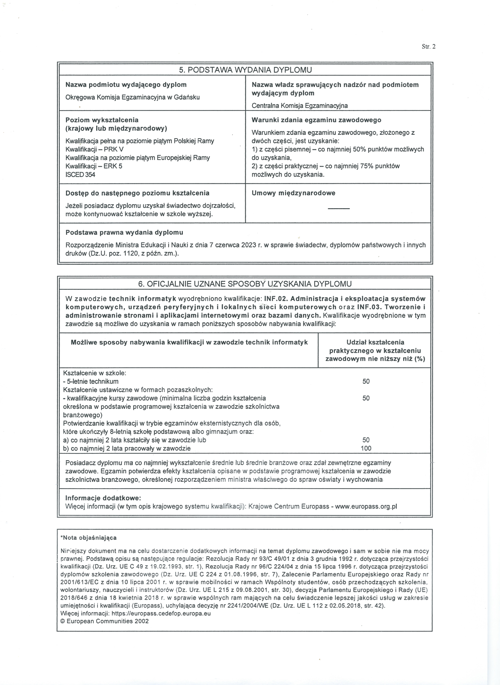Europass Diploma polish version page 2